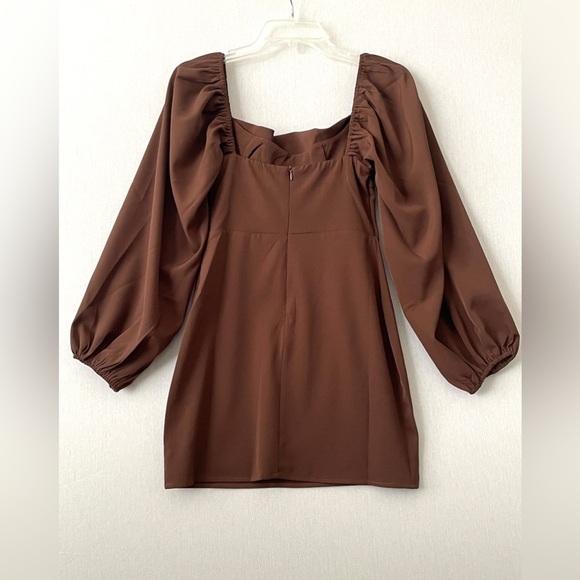 Princess Polly Lillie Long Sleeve Mini Dress Brown NWT - Picture 7 of 14